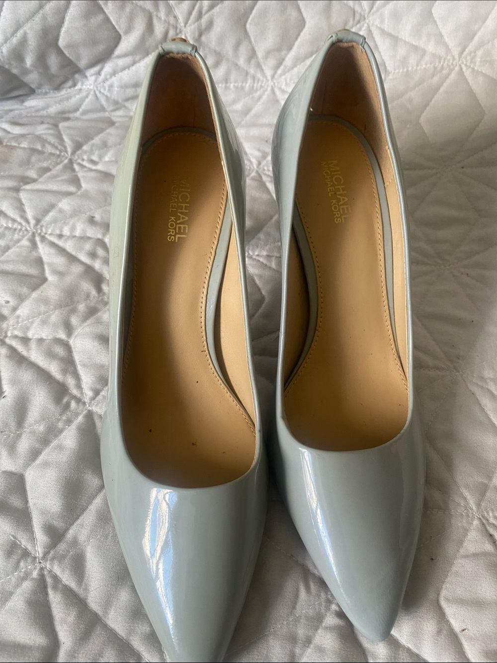 Michael Kors Light Blue Patent Pointed-Toe Pumps